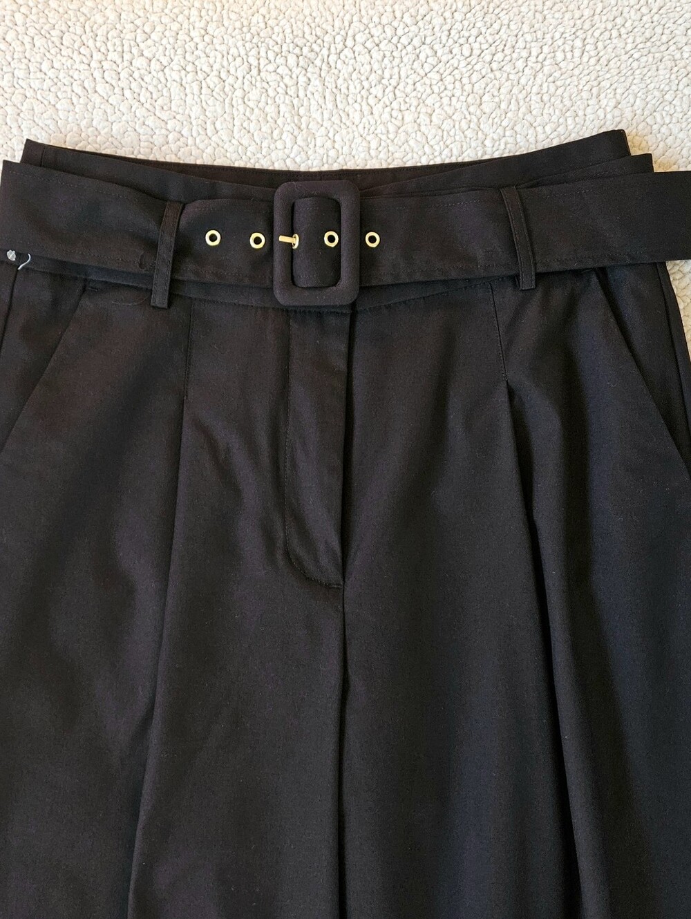 Worthington Women's Black Wide Leg Pleated Trousers Pants High Rise Belt Size 4 - Picture 3 of 9